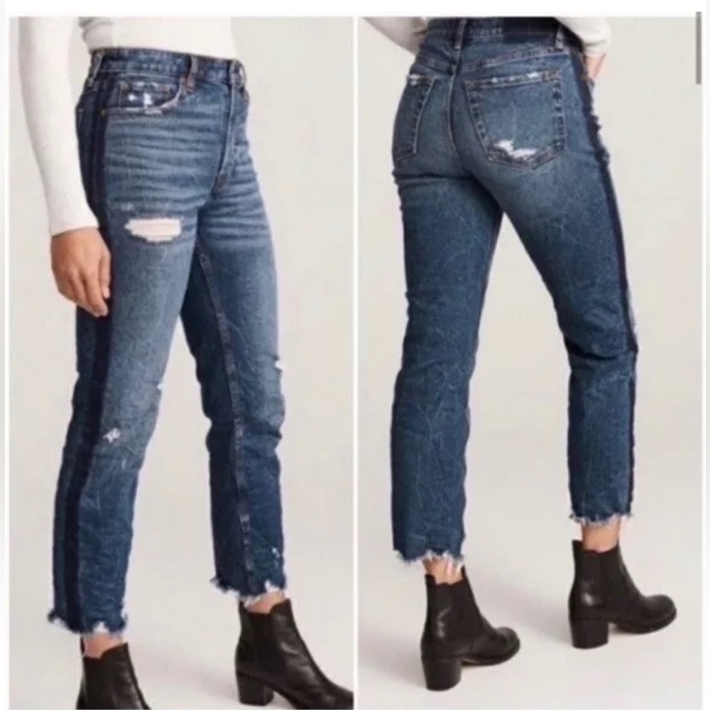 Abercrombie and Fitch Simone Hight arise Ankle Straight Distressed Blue Jeans 26